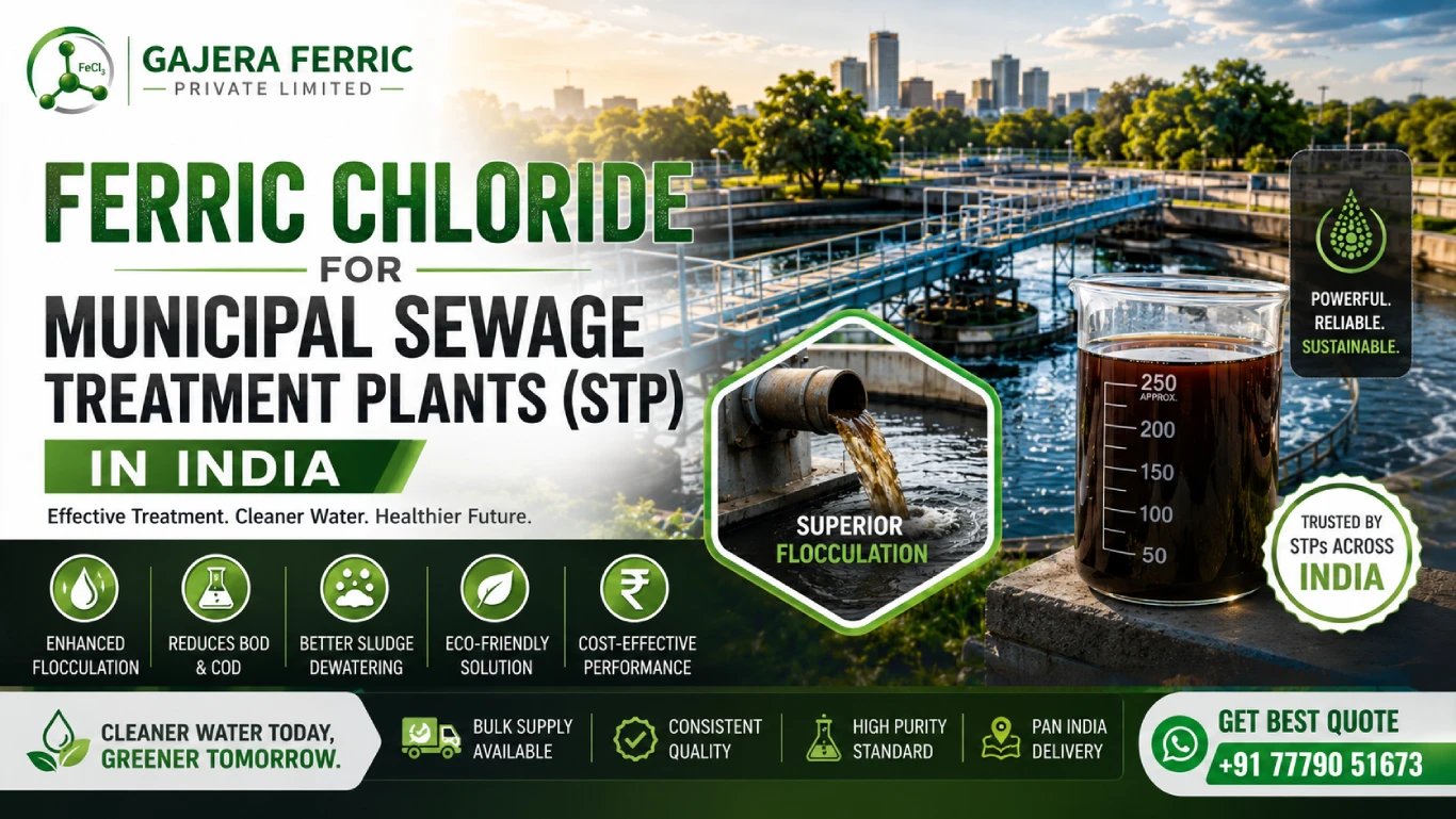 Ferric Chloride for Municipal Sewage Treatment Plants (STP) in India